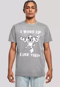 Футболка с принтом LOONEY TUNES TAZ I WOKE UP LIKE THIS F4NT4STIC, серый