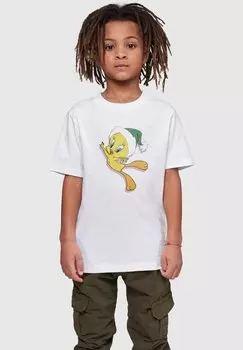 Футболка с принтом LOONEY TUNES-TWEETY CHRISTMAS HAT ABSOLUTE CULT, цвет white