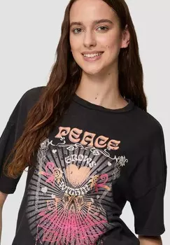 Футболка с принтом LOOSE FIT FRONT QS, черный