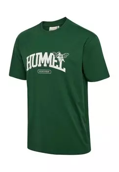 Футболка с принтом LOOSE UNIVERSITY BEE Hummel, темно-зеленый
