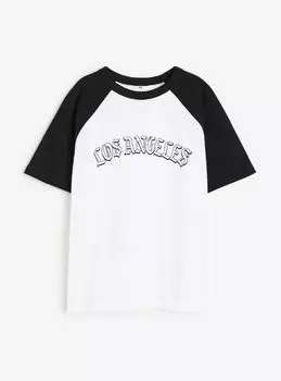 Футболка с принтом Лос-Анджелес H&M Los Angeles Printed Jersey, белый/черный