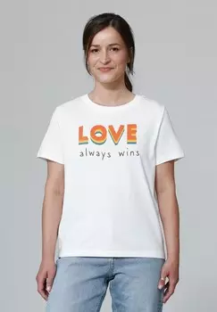 Футболка с принтом LOVE ALWAYS WINS watapparel, белый