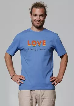 Футболка с принтом LOVE ALWAYS WINS watapparel, светло-голубой