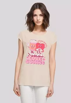 Футболка с принтом LOVE AND COFFE VALENTINSTAG F4NT4STIC, песочный
