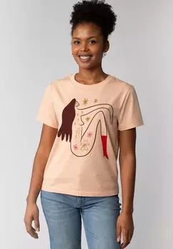 Футболка с принтом LOVE AND FLEX watapparel, светло-розовый