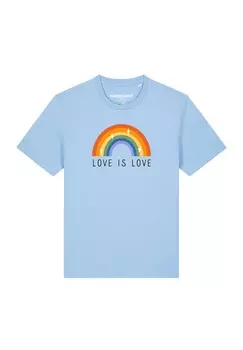 Футболка с принтом LOVE IS LOVE watapparel, светло-голубой
