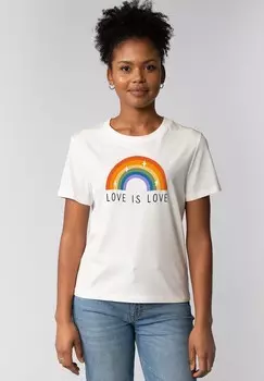 Футболка с принтом LOVE IS LOVE watapparel, белый