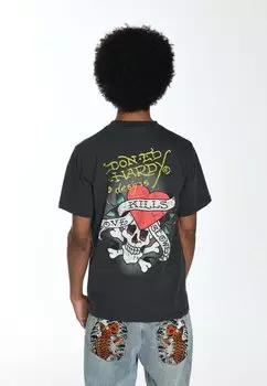 Футболка с принтом Love Kills Slant Ed Hardy, цвет charcoal