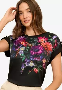 Футболка с принтом Love & Roses, черный