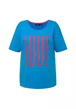 Футболка с принтом LOVE SHORT SLEEVE GRAPHIC Ulla Popken, синий