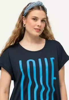 Футболка с принтом LOVE SHORT SLEEVE GRAPHIC Ulla Popken, темно-синий