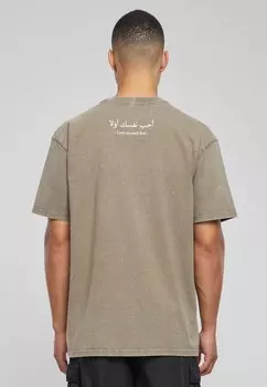 Футболка с принтом LOVE YOURSELF FIRST Acid WASHED HEAVY Merchcode, цвет darkkhaki