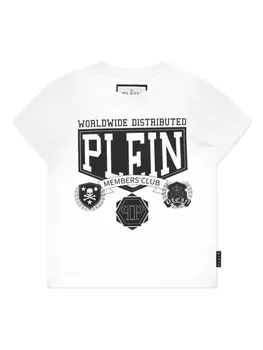 Футболка с принтом-лозунгом Philipp Plein Junior, белый