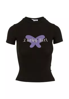 Футболка с принтом LUCKY TEE FELICIOUS, черный