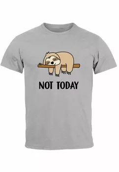 Футболка с принтом LUSTIGES NOT TODAY CHILLEN FUN MOONWORKS MoonWorks, серый