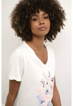 Футболка с принтом LVIRE V NECK Cream, синий