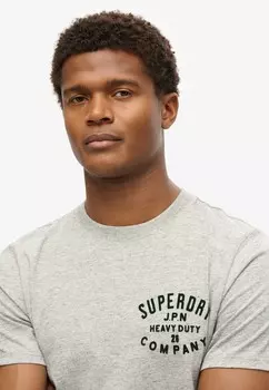 Футболка с принтом MACHINED GOODS WORKWEAR Superdry, цвет Mottled Grey