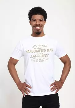 Футболка с принтом MADE IN JANUARY Henry Tiger, белый