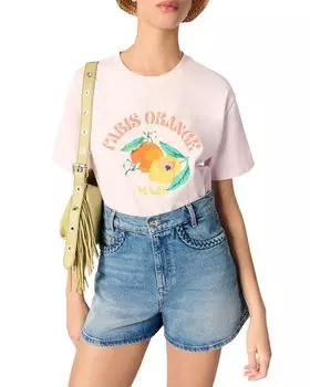 Футболка с принтом Maje, розовый