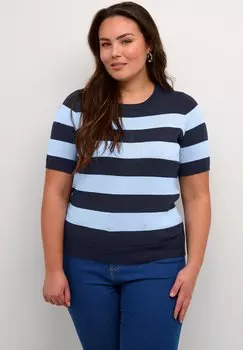 Футболка с принтом MAJI SHORT SLEEVES Kaffe Curve, цвет navy windsurfer bold stripe