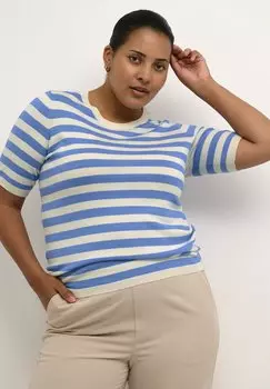 Футболка с принтом Malia Wide Stripe Kaffe Curve, синий