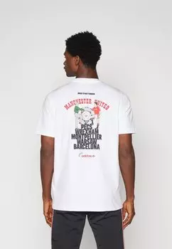 Футболка с принтом MANCHESTER UNITED TEE - Club wear Adidas Originals, белый