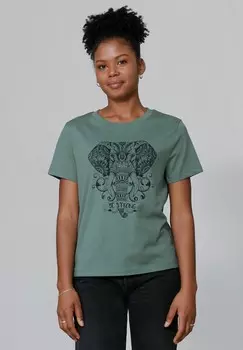 Футболка с принтом MANDALA ELEPHANT watapparel, темно-зеленый