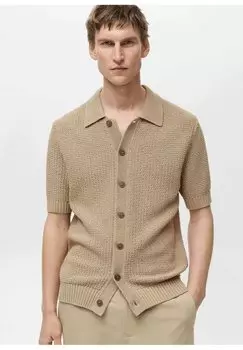 Футболка с принтом Mango, бежевый