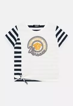 Футболка с принтом Marine Print Versace, цвет bianco/navy/oro