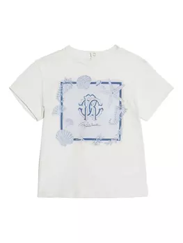 Футболка с принтом Marine Roberto Cavalli Junior, белый