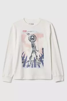 Футболка с принтом Marvel (4 13 лет) Gap, белый