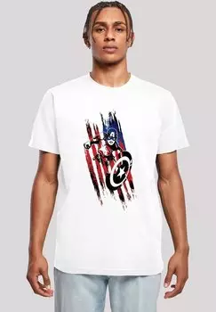 Футболка с принтом MARVEL AVENGERS CAPTAIN AMERICA STREAKS SUPERHEROES F4NT4STIC, белый