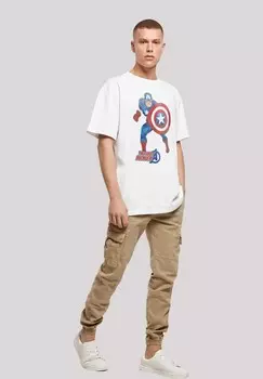 Футболка с принтом MARVEL AVENGERS CAPTAIN AMERICA THE FIRST AVENGER COLOR F4NT4STIC, белый
