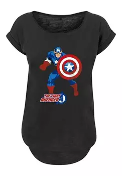 Футболка с принтом MARVEL AVENGERS CAPTAIN AMERICA THE FIRST AVENGER F4NT4STIC, черный