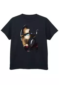 Футболка с принтом MARVEL AVENGERS ENDGAME AVENGE THE FALLEN IRON MAN ABSOLUTE CULT, цвет black