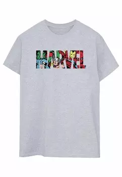 Футболка с принтом MARVEL COMICS ABSOLUTE CULT, цвет Mottled Light Grey