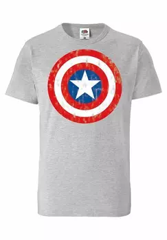 Футболка с принтом MARVEL COMICS CAPTAIN AMERICA LOGO LOGOSHIRT, серый