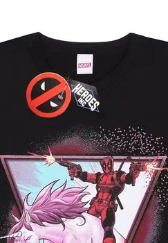 Футболка с принтом MARVEL COMICS DEADPOOL UNICORN RIDER Henry Tiger, черный