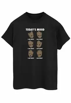 Футболка с принтом Marvel Guardians Of The Galaxy Groot Today Mood ABSOLUTE CULT, черный