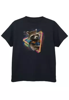 Футболка с принтом MARVEL GUARDIANS OF THE GALAXY NEON ROCKET ABSOLUTE CULT, цвет black