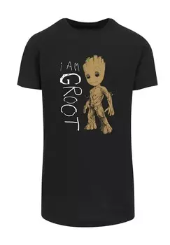 Футболка с принтом MARVEL GUARDIANS OF THE GALAXY I AM GROOT F4NT4STIC, черный