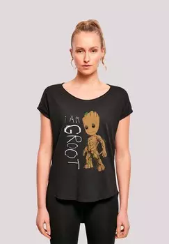 Футболка с принтом MARVEL GUARDIANS OF THE GALAXY I AM GROOT PREMIUM SUPERHELDEN F4NT4STIC, черный