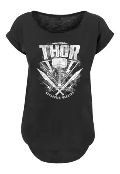 Футболка с принтом MARVEL THOR RAGNAROK THOR HAMMER LOGO PREMIUM SUPERHELDEN IRON F4NT4STIC, черный