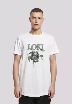 Футболка с принтом MARVEL UNIVERSE LOKI ZEPTER SUPERHELDEN IRON MAN CAPTA F4NT4STIC, белый