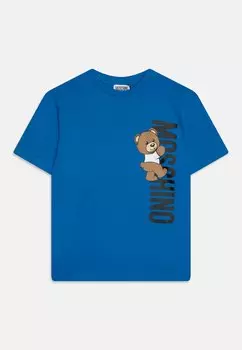 Футболка с принтом Maxi Unisex MOSCHINO, цвет victoria blue