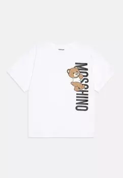 Футболка с принтом Maxi Unisex MOSCHINO, цвет bianco ottico