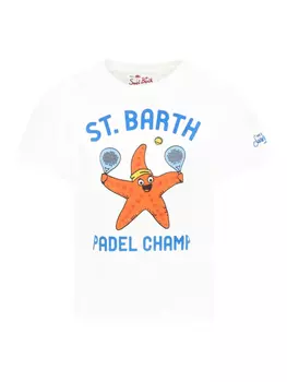 Футболка с принтом MC2 Saint Barth Kids Padel Champ, белый