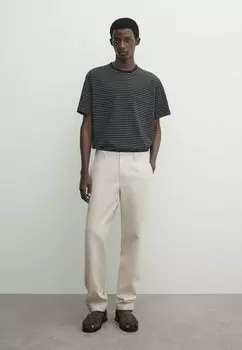 Футболка с принтом Medium Weight Striped Massimo Dutti, темно-синяя