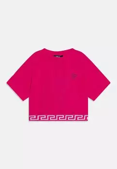 Футболка с принтом Medusa Embroidery Versace, цвет fuxia