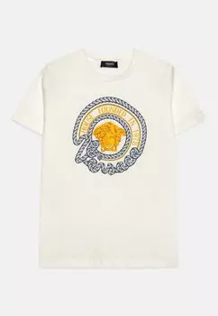 Футболка с принтом Medusa Marine Print Unisex Versace, цвет bianco/multi-coloured